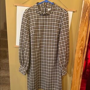 Calvin Klein Navy and Gold Checkered Dress